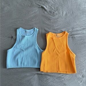 Sleeveless Crop Tops - Blue and Orange